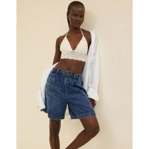 Aerie Denim Trouser Jort In Rocky Blue Size Large